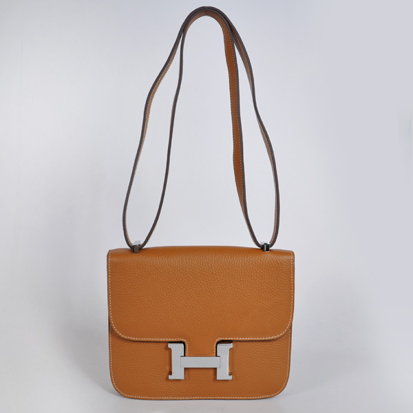 8888CS Hermes Constance Bag in pelle Clemence in Cammello con Silve